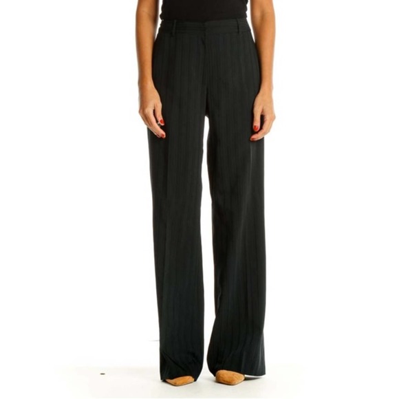 NWT Antonio Melani Black High Rise Pin Striped Trouser Leg Pants - Picture 1 of 7